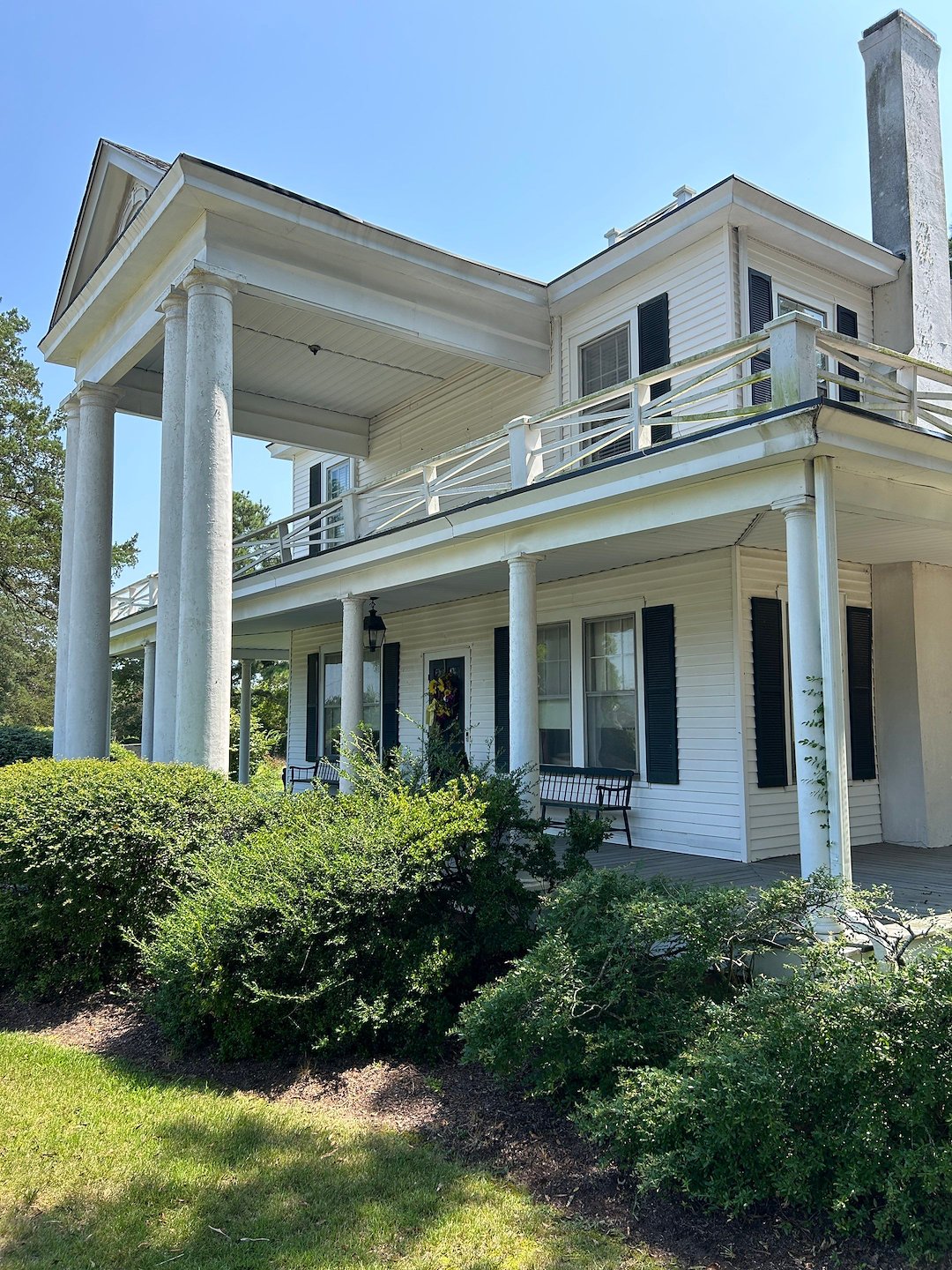 Gutter cleaning on a historic home in Nashville, NC